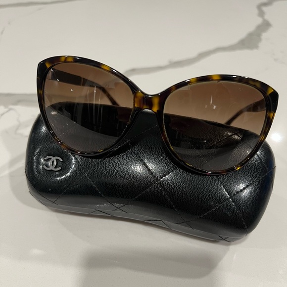 CHANEL Accessories - CHANEL Quilted Cat Eye Sunglasses, Tortoise